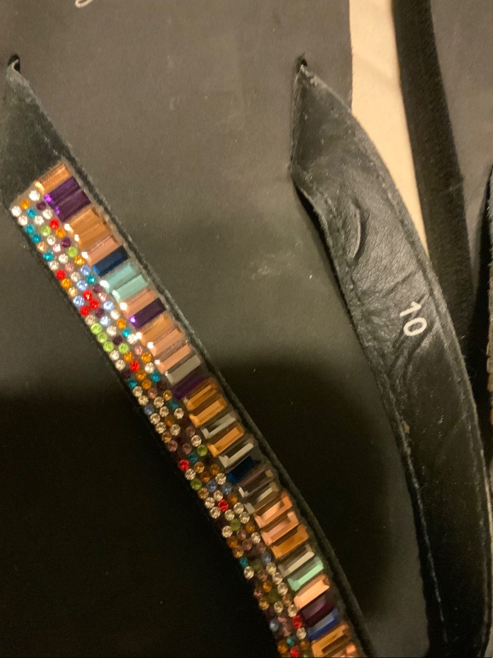 Yellow Box Black Beaded V-Strap Sandals - Picture 3 of 5